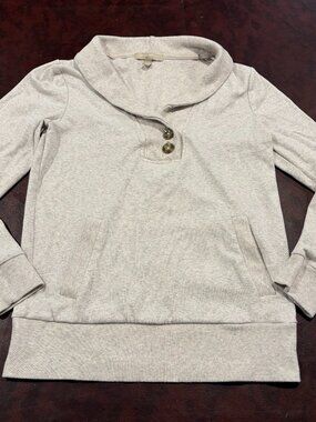 Banana Republic light beige shawl neck sweater with kangaroo pocket, size XS